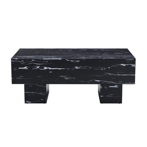 Modern Simple Black Marble Texture MDF Coffee Table - Stylish and