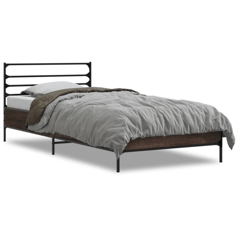Black Engineered Wood Bed Frame, Small Single, Durable Design