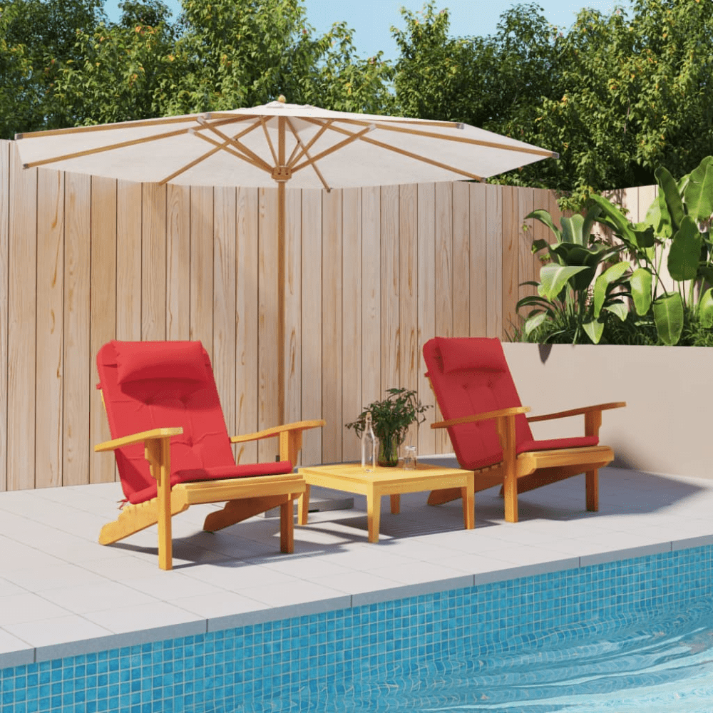 Red Oxford Fabric Adirondack Chair Cushions – 2-Piece Set