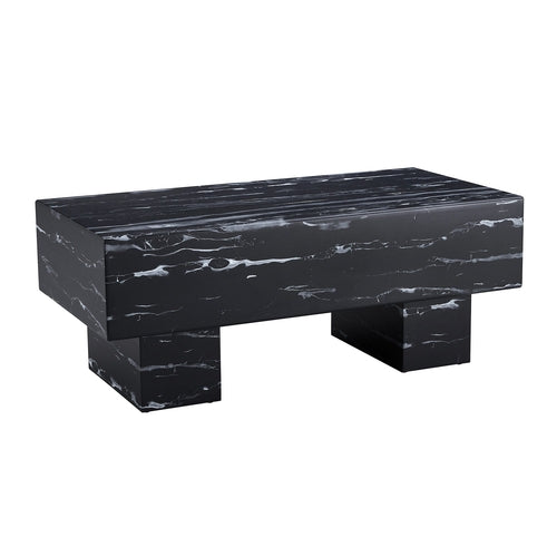 Modern Simple Black Marble Texture MDF Coffee Table - Stylish and