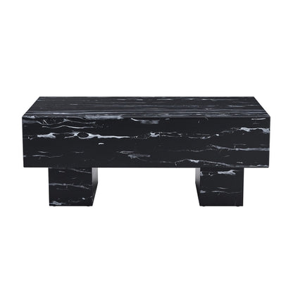Modern Simple Black Marble Texture MDF Coffee Table - Stylish and