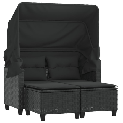 2-Seater PE Rattan Garden Sofa with Removable Covers