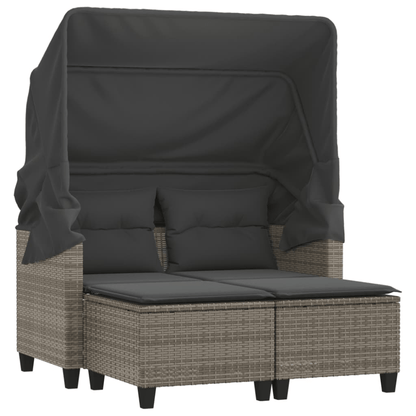 2-Seater PE Rattan Garden Sofa with Removable Covers