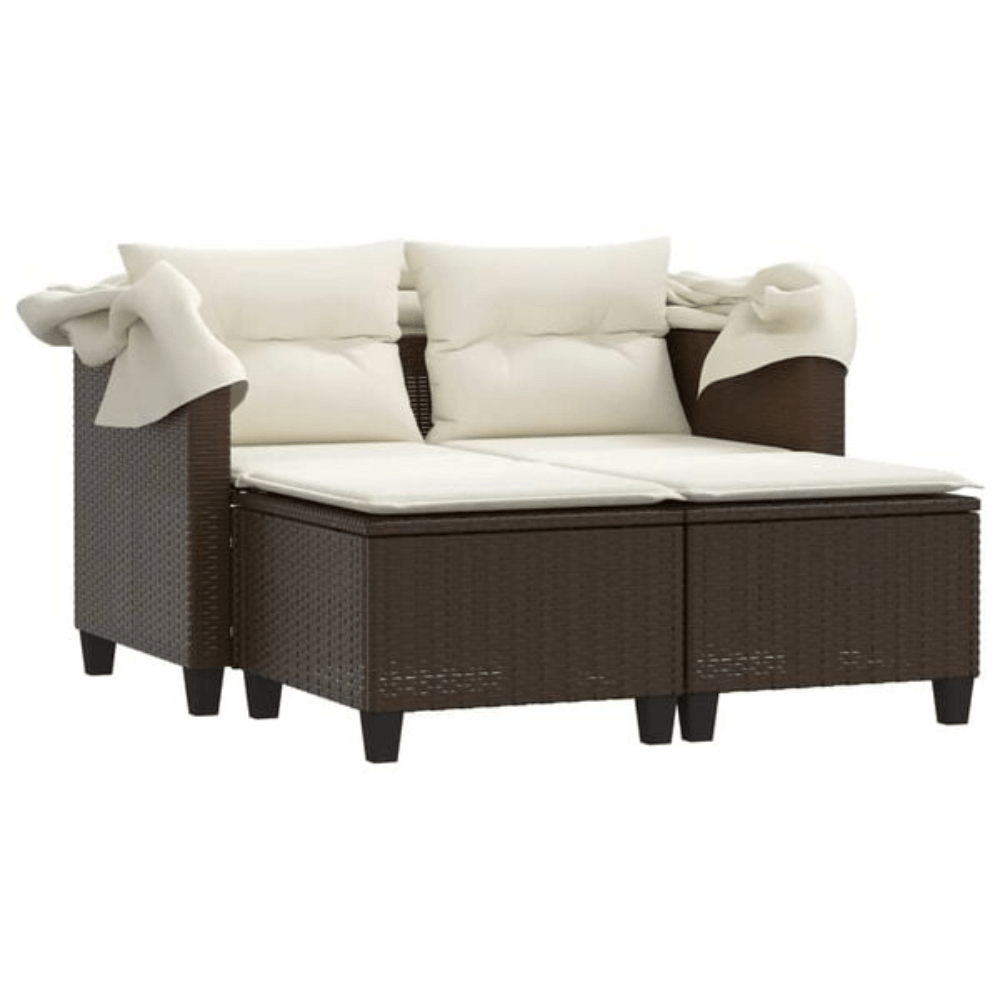 2-Seater PE Rattan Garden Sofa with Removable Covers