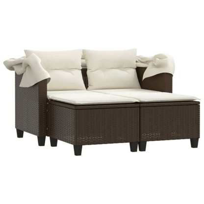 2-Seater PE Rattan Garden Sofa with Removable Covers