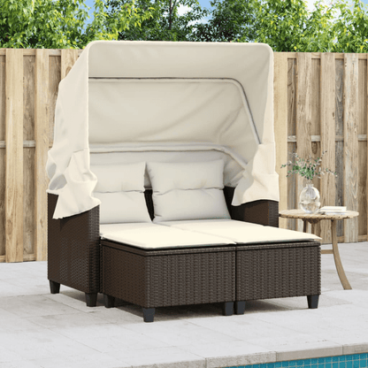 2-Seater PE Rattan Garden Sofa with Removable Covers