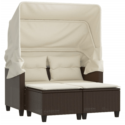 2-Seater PE Rattan Garden Sofa with Removable Covers