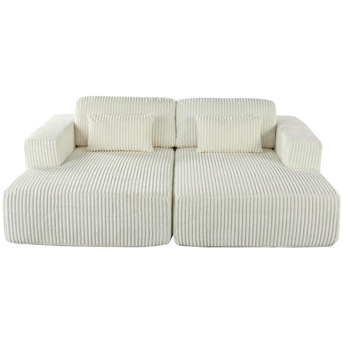 Corduroy Double Sofa Bed with 2 Pillows, Perfect for Living Rooms,