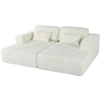 Corduroy Double Sofa Bed with 2 Pillows, Perfect for Living Rooms,