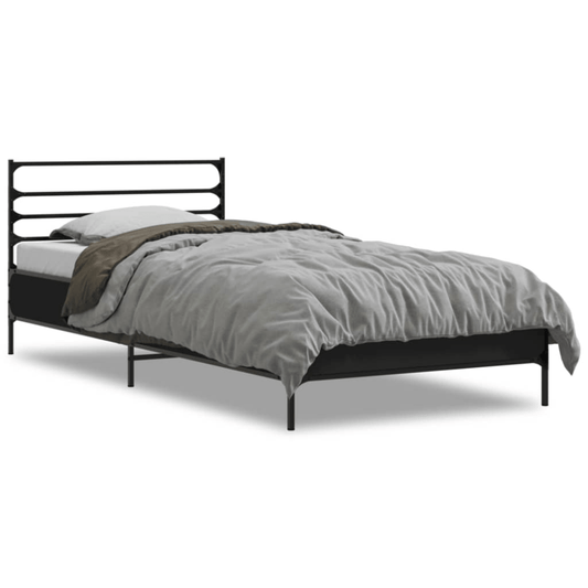 Black Engineered Wood Bed Frame, Small Single, Durable Design