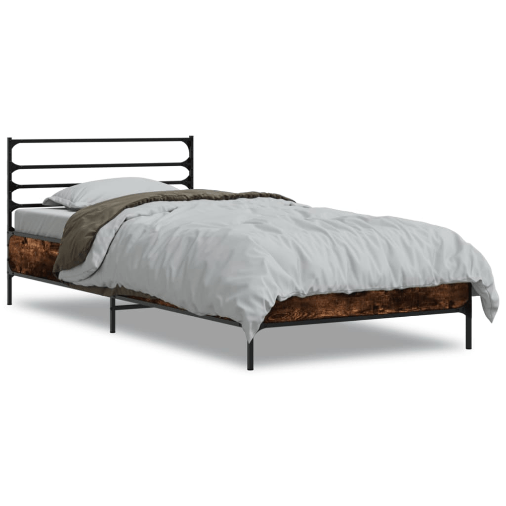 Black Engineered Wood Bed Frame, Small Single, Durable Design