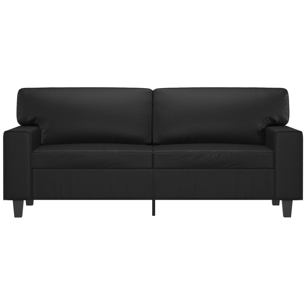 Black Faux Leather, Metal Frame, Foam Cushions 2-Seater Sofa - Durable Design
