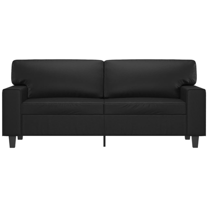 Black Faux Leather, Metal Frame, Foam Cushions 2-Seater Sofa - Durable Design