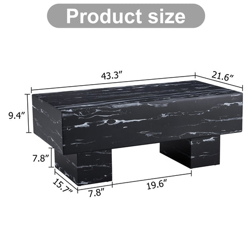 Modern Simple Black Marble Texture MDF Coffee Table - Stylish and