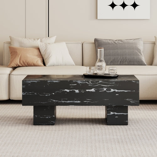 Modern Simple Black Marble Texture MDF Coffee Table - Stylish and