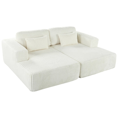 Corduroy Double Sofa Bed with 2 Pillows, Perfect for Living Rooms,