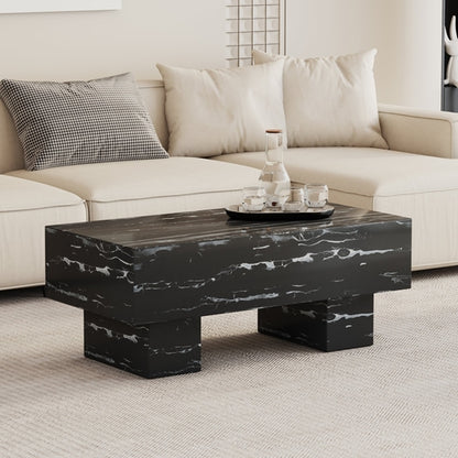 Modern Simple Black Marble Texture MDF Coffee Table - Stylish and
