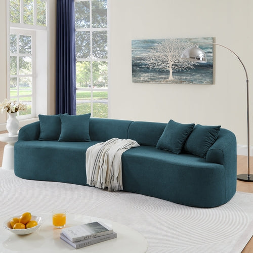 Curved Modular Sectional Sofa in Lamb's Wool Fabric, Modern Minimalist