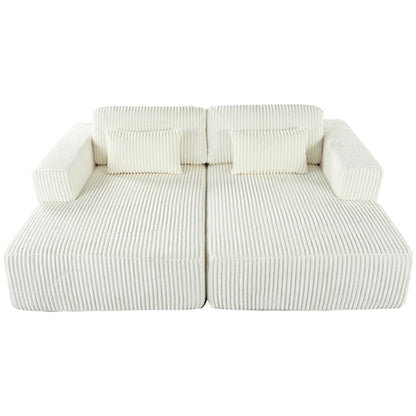 Corduroy Double Sofa Bed with 2 Pillows, Perfect for Living Rooms,