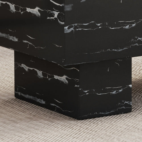 Modern Simple Black Marble Texture MDF Coffee Table - Stylish and