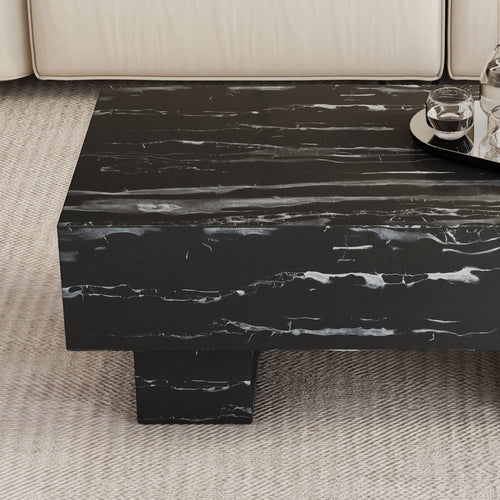 Modern Simple Black Marble Texture MDF Coffee Table - Stylish and